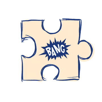 Rysowany puzzel z napisem BANG